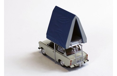 Trabant 601S Limousine (Camping) with Roof Tent in Resin - Light Grey - 1980
