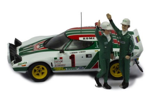 LANCIA STRATOS HF #1 S.Munari-S.Maiga Winner Rallye Monte-Carlo 1977 with Figurines