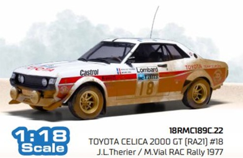 TOYOTA CELICA 2000 GT (RA21) #18 J.L.Therier - M.Vial RAC Rally 1977  (with dirty effets)